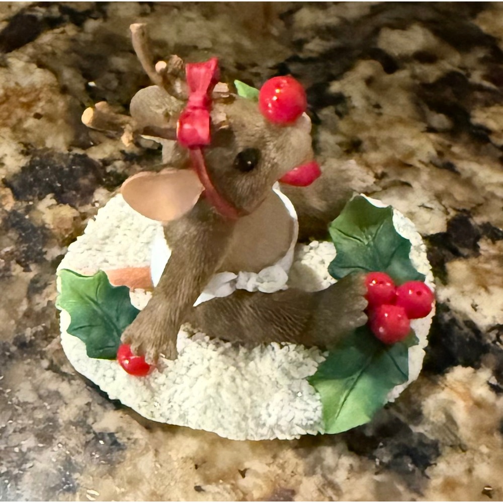Charming‎ Tails Fitz Floyd The Littlest Reindeer Brown Christmas Mouse READ